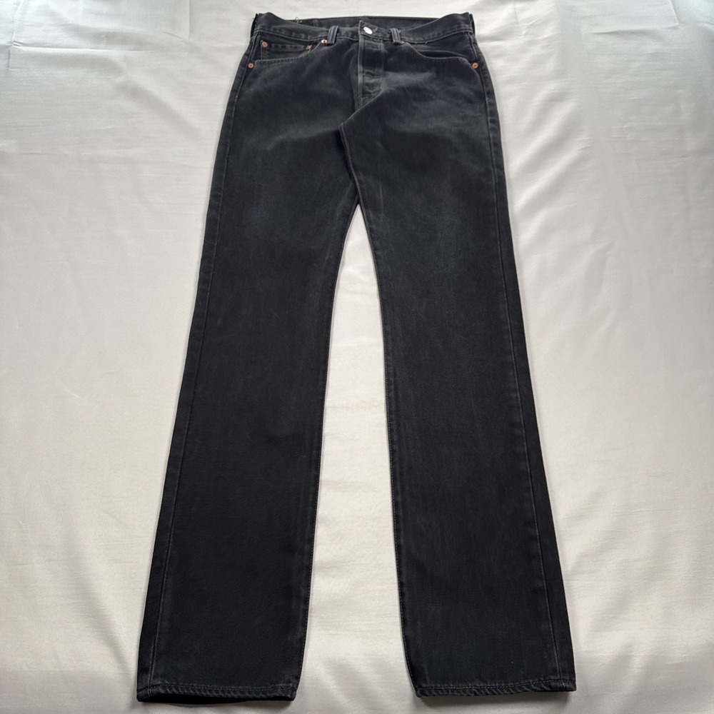 VTG Levi's 501 Jeans Fits Mens 31x35 Straight Leg Button Fly Black Wash Cotton